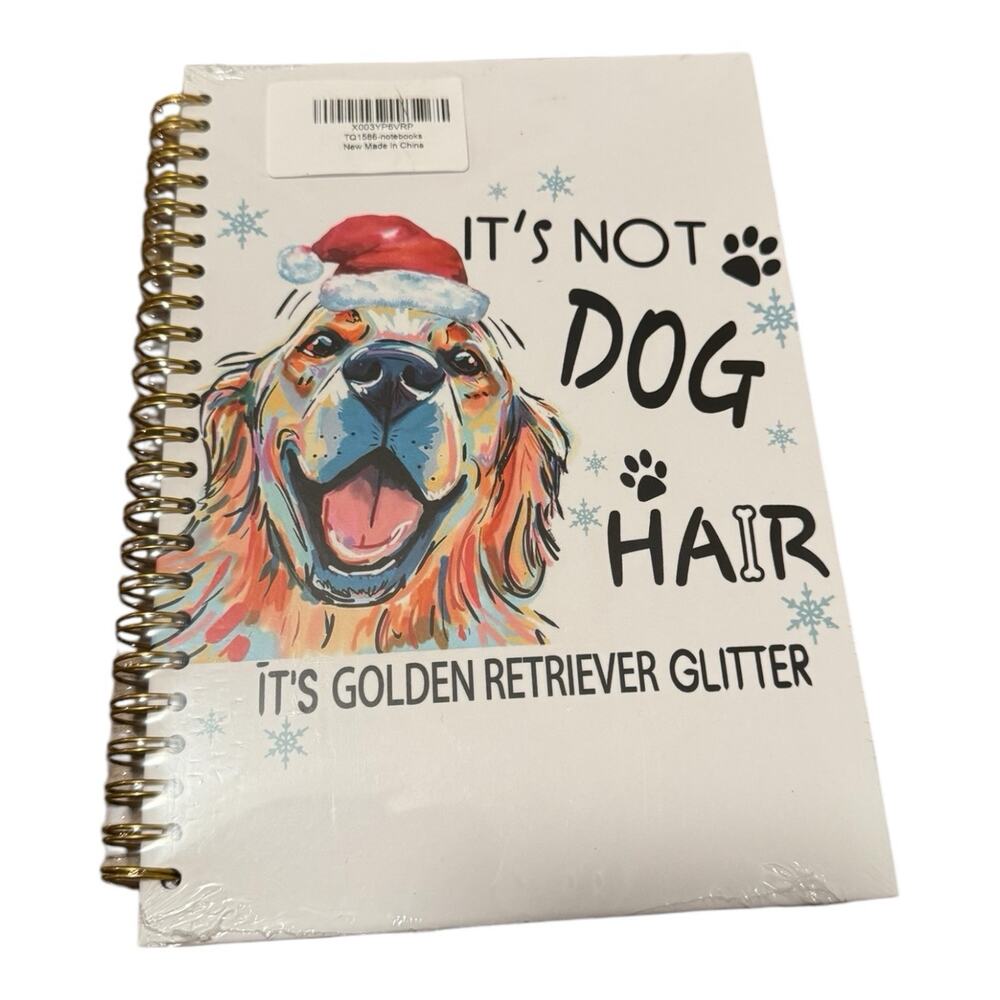 5.5x8.3 Spiral Notebook 164 Pages Xmas Dog It’s Not Dog Hair Golden Retriever